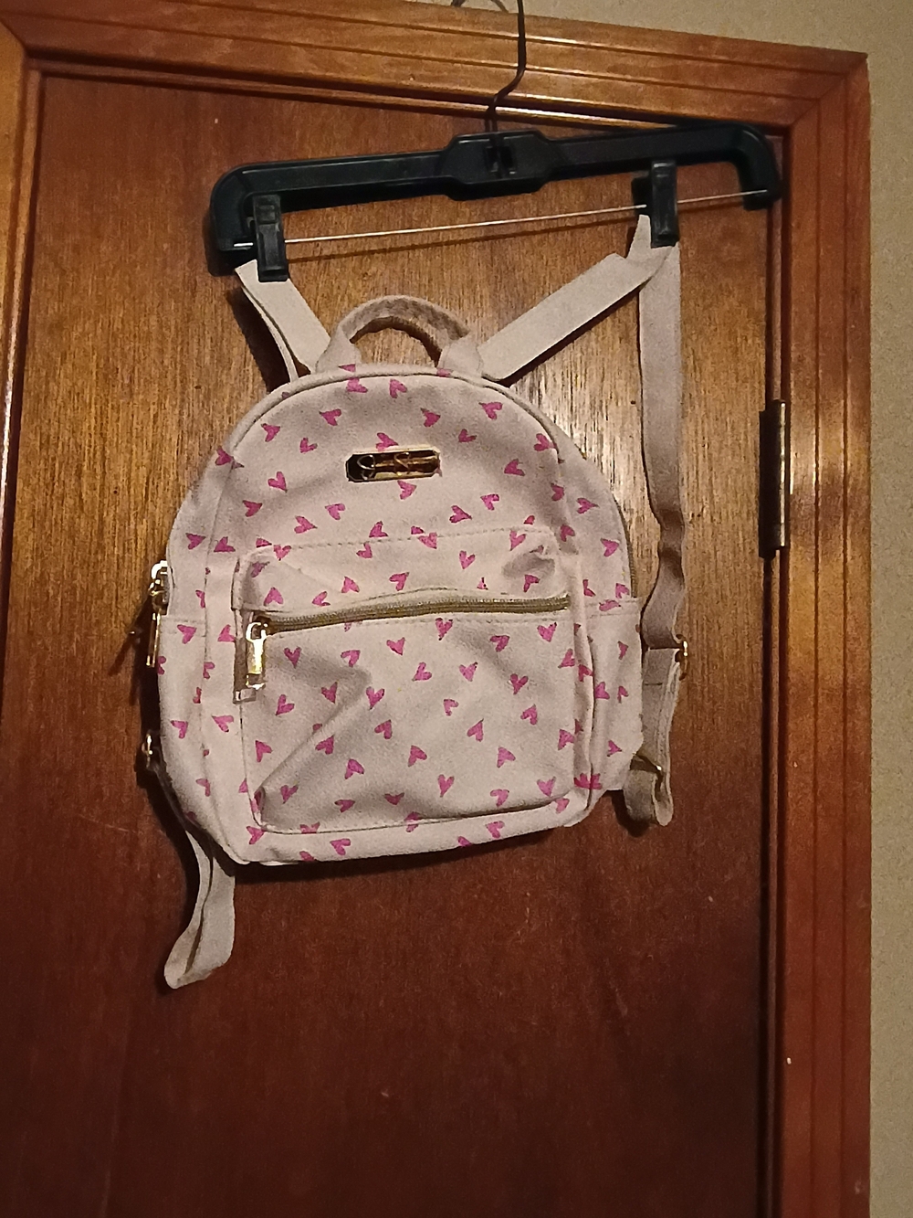 Jessica Simpson Cream Mini Backpack with Pink Heart Print